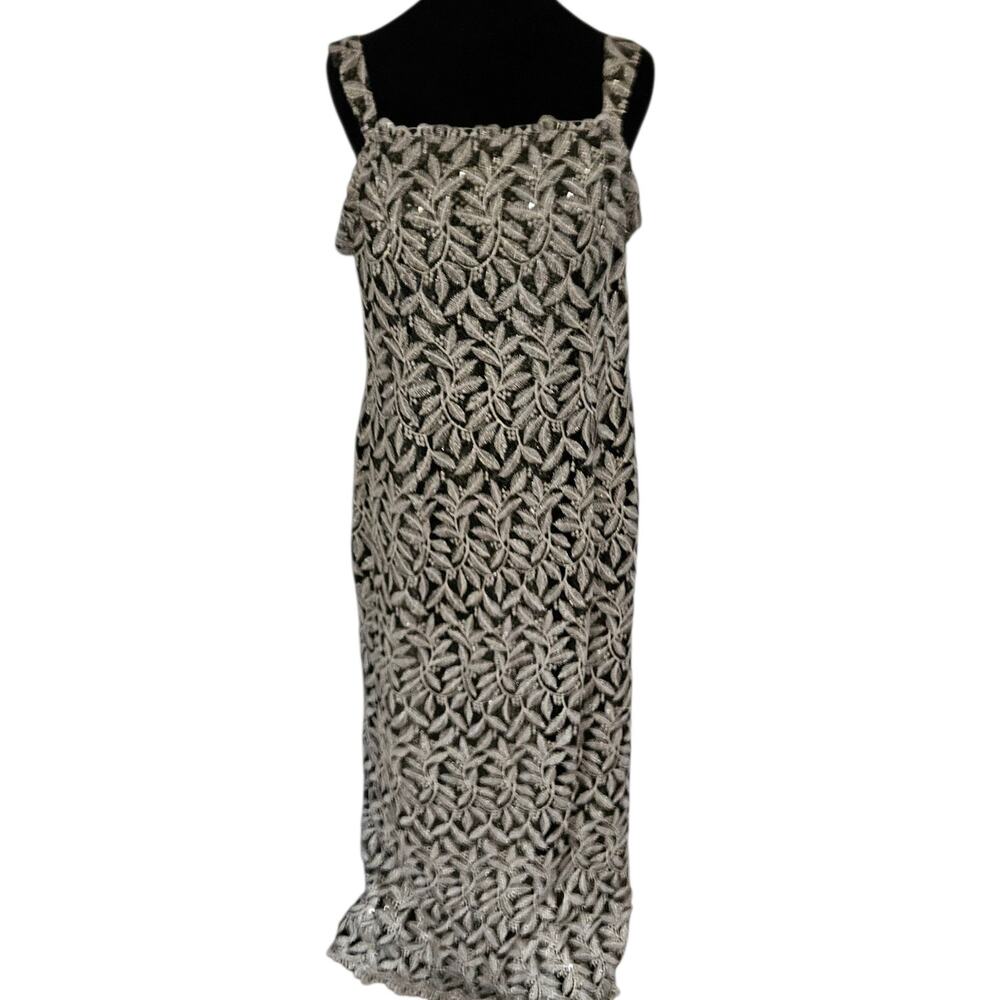 Aspeed USA XL Gold Metallic Embroidered Evening Gown Formal Maxi Dress Gala